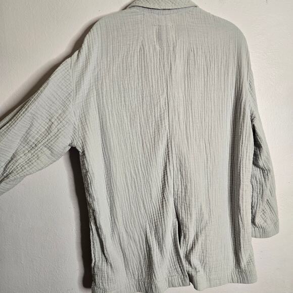 Madewell Lightspun Dorset Gauze Blazer Size L Blue Slub Cotton Nautical Preppy - Picture 7 of 13